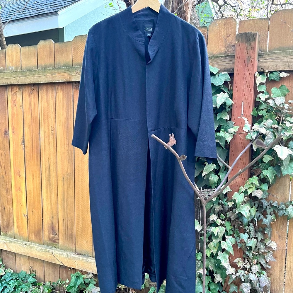Eileen Fisher Coat One Button Gray Charcoal size XL